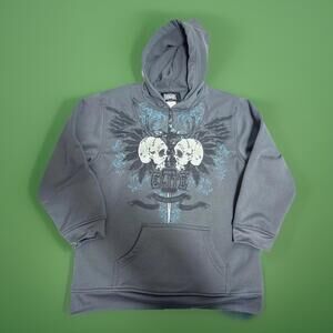 MMA Elite Hoodie Mens Medium  Crosses Skull Graphic Y2K HTF “Snap It Or Tap It”